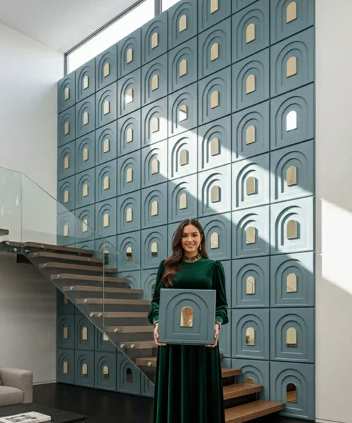 21 Arch - Arch 3D PVC Mirror Panel - Colors: Pastel Green (Size 50*50cm) (Pack of 1)