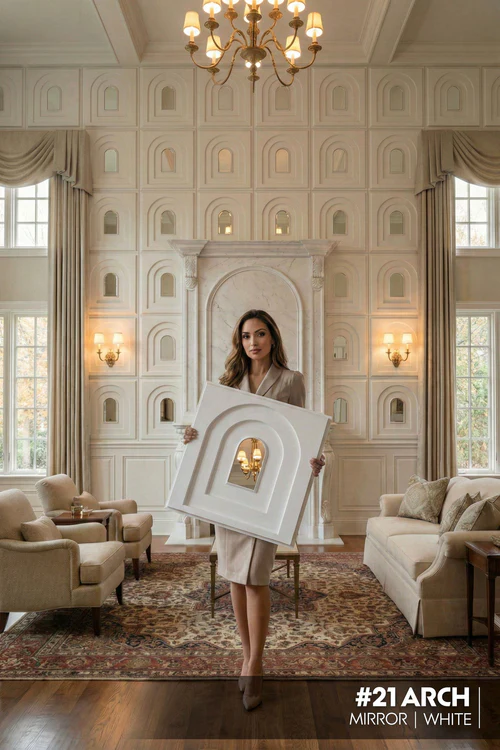 21 Arch - Arch 3D PVC Mirror Panel - Colors: White (Size 50*50cm) (Pack of 1)