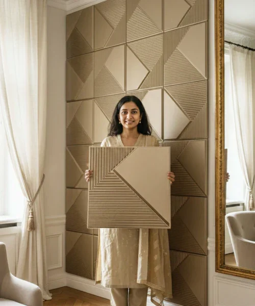 22 Fin - 3D PVC Panel (Without Mirror)- Colors: Bronze (Size 50*50cm) (Pack of 1)