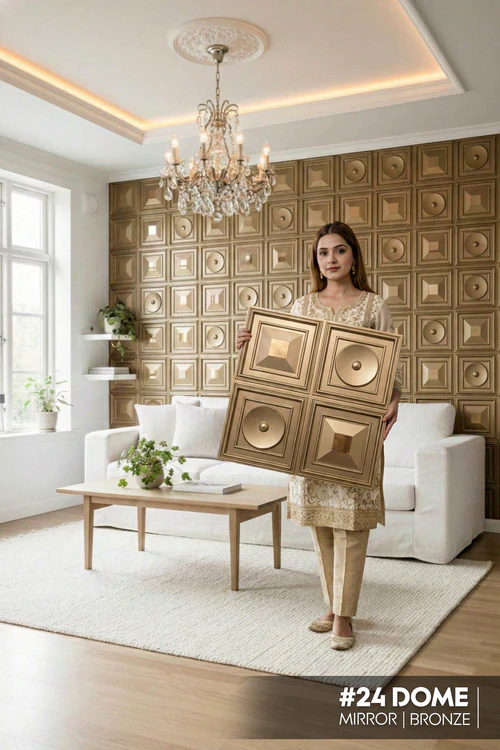 24 Dome - Arch 3D PVC Panel (Mirror)- Colors: Bronze (Size 50*50cm) (Pack of 1)