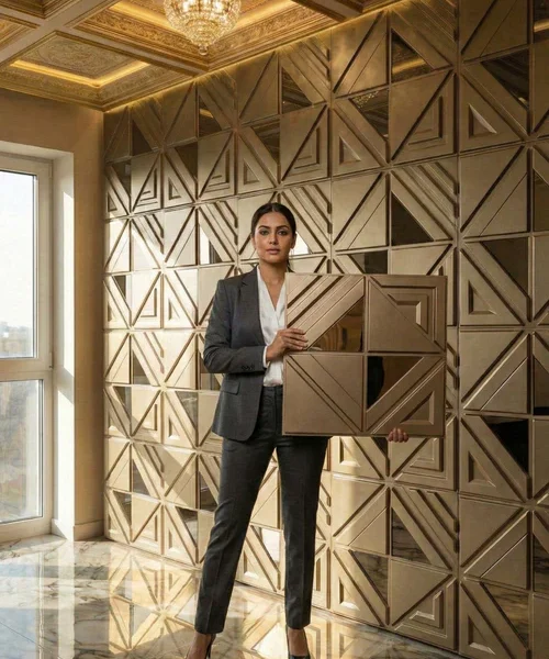 25 Matrix 3D PVC Mirror Panel - Colors: Bronze (Size 50*50cm) (Pack of 1)