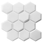 3D PVC Wall Panel White Textures Hexagon Design Pack of 40 (19.7" X 19.7" Covers 107.60 Sq. ft.)