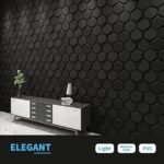 3D PVC Wall Panel Black Hexagon Design Pack of 40 (19.7" X 19.7" Covers 107.60 Sq. ft.)