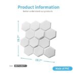 3D PVC Wall Panel White Textures Hexagon Design Pack of 40 (19.7" X 19.7" Covers 107.60 Sq. ft.)