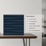 Wall Panels for Bedroom - USA Certified SGS Approved Dune Design Navy Blue Color 19.7" x 19.7" (Pack of 40) - Covers 107.80 Sq. Ft.