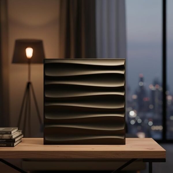 Wall Panels for Bedroom - USA Certified SGS Approved Dune Design Black Color 19.7" x 19.7" (Pack of 40) - Covers 107.80 Sq. Ft.