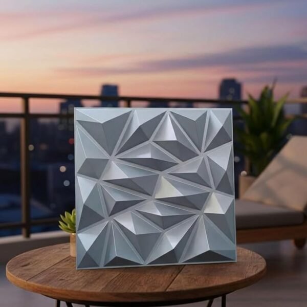 3D Wall Panels | SGS Certified & USA Standard Approved | Diamond Design – Silver Color | 19.7" x 19.7" (Pack of 40) – Covers 107.60 Sq. Ft | Premium Home & Office Wall Decoration