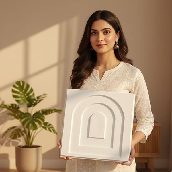 3D PVC Wall Panels for Bedroom & Living Room | Archi Design | White Color | 19.7 x 19.7 Inch | Pack of 40 | 107.60 Sq Ft