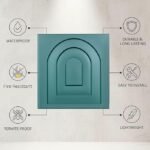 3D PVC Wall Panels – Door Design Teal Green Color 19.7" x 19.7" (Pack of 40) | Covers 107.60 Sq. Ft. |