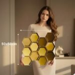 3D PVC Wall Panels for Bedroom & Living Room |Hexagon Design |Gold Color | 19.7 x 19.7 Inch | Pack of 40 | 107.60 Sq Ft