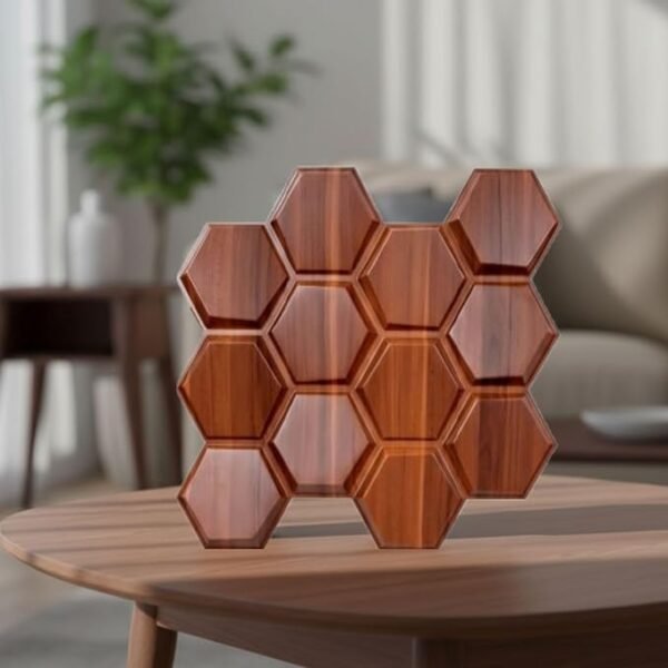 3D PVC Wall Panels for Bedroom & Living Room |Hexagon Design |Darkwood Color | 19.7 x 19.7 Inch | Pack of 40 | 107.60 Sq Ft