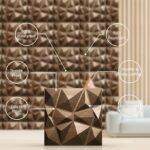 Wall Panels for Bedroom - USA Certified SGS Approved PVC Diamond Design, Gold Color 19.7" X 19.7" (Pack of 40) - Covers 107.80 Sq. Ft.