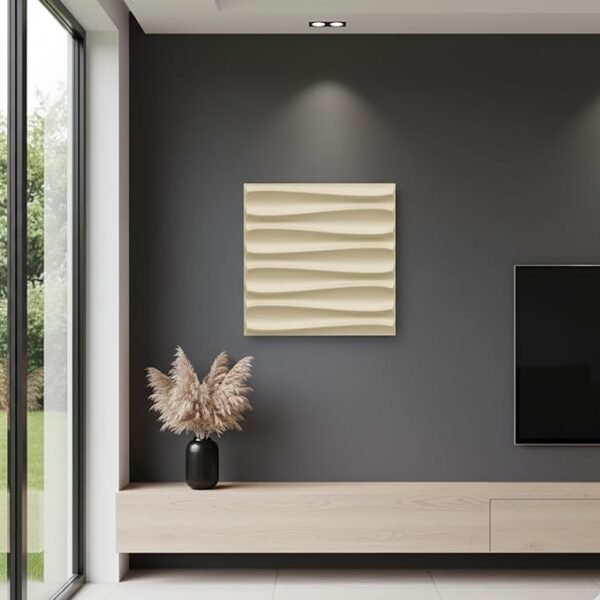 3D Wall Panel - USA Certified SGS Approved PVC Dune Design White Tail Color 19.7" x 19.7" (Pack of 40) - Covers 107.80 Sq. Ft.