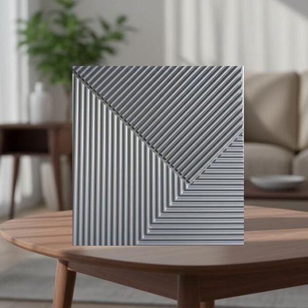 3D PVC Wall Panels for Bedroom & Living Room |Fluted Design |Silver Color | 19.7 x 19.7 Inch | Pack of 40 | 107.60 Sq Ft