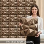 Wall Panels for Bedroom - USA Certified SGS Approved PVC Diamond Design, Gold Color 19.7" X 19.7" (Pack of 40) - Covers 107.80 Sq. Ft.