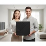 Wall Panels for Bedroom - USA Certified SGS Approved PVC Fluted Design Black Color 19.7" x 19.7" (Pack of 40) - Covers 107.80 Sq. Ft.