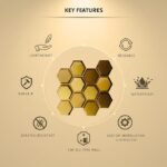 3D PVC Wall Panels for Bedroom & Living Room |Hexagon Design |Gold Color | 19.7 x 19.7 Inch | Pack of 40 | 107.60 Sq Ft