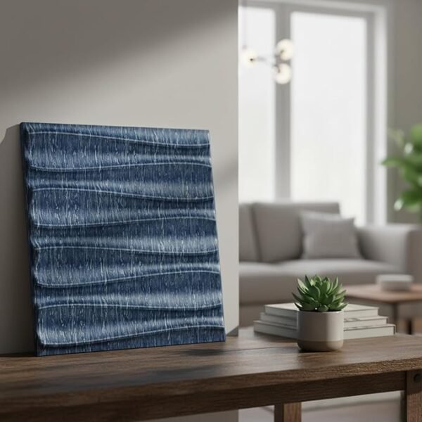 PVC Panel for Wall - USA Certified SGS Approved Dune Design Electric Blue Color 19.7" x 19.7" (Pack of 12) - Covers 32.34 Sq. Ft.