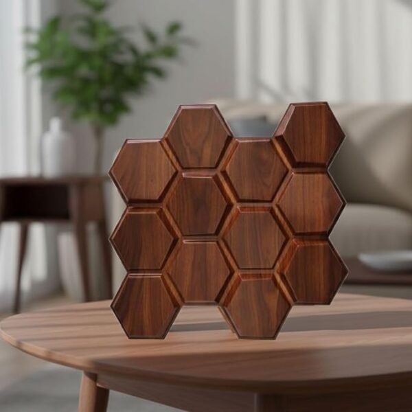 3D PVC Wall Panels for Bedroom & Living Room |Hexagon Design |Blackwood Color | 19.7 x 19.7 Inch | Pack of 40 | 107.60 Sq Ft