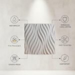 3D Wall Panels | SGS Certified & USA Standard Approved | Wave Design – White Color | 19.7" x 19.7" (Pack of 40) – Covers 107.60 Sq. Ft