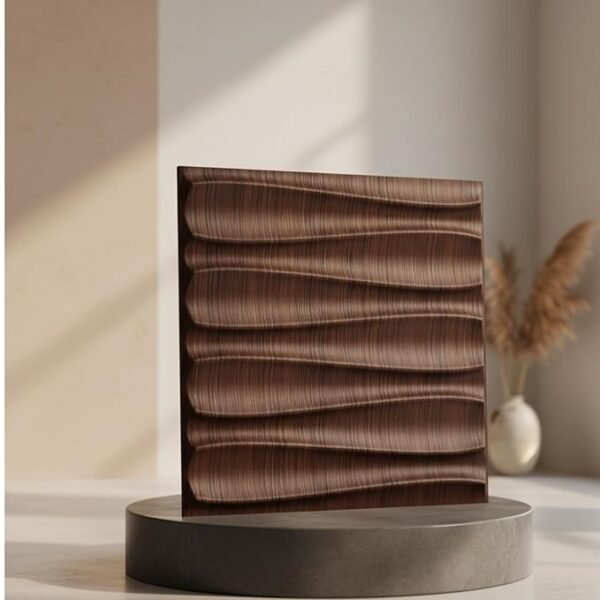 3D PVC Wall Panel - USA Certified SGS Approved Dune Design Walnut Wood Color 19.7" x 19.7" (Pack of 40) - Covers 107.80 Sq. Ft.