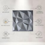 3D PVC Wall Panels for Bedroom & Living Room | Stone Design | Gray Color | 19.7 x 19.7 Inch | Pack of 40 | 107.60 Sq Ft