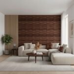 3D PVC Wall Panel - USA Certified SGS Approved Dune Design Walnut Wood Color 19.7" x 19.7" (Pack of 40) - Covers 107.80 Sq. Ft.