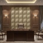 3D PVC Wall Panels for Bedroom & Living Room | Frame Design | Golden Color | 19.7 x 19.7 Inch | Pack of 40 | 107.60 Sq Ft